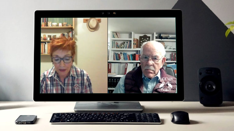 Abel Cádiz y Elisa Nuez en videoconferencia de AUDEMA