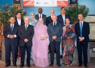 Foto de familia de la inauguración de IBAFCAN este pasado miércoles en Casa África